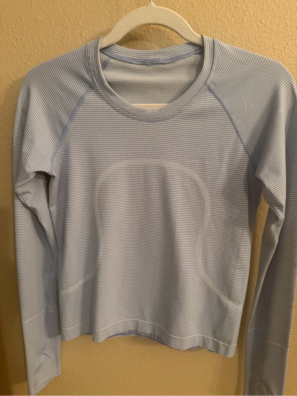lululemon athletica Light Blue Striped Long Sleeve Top